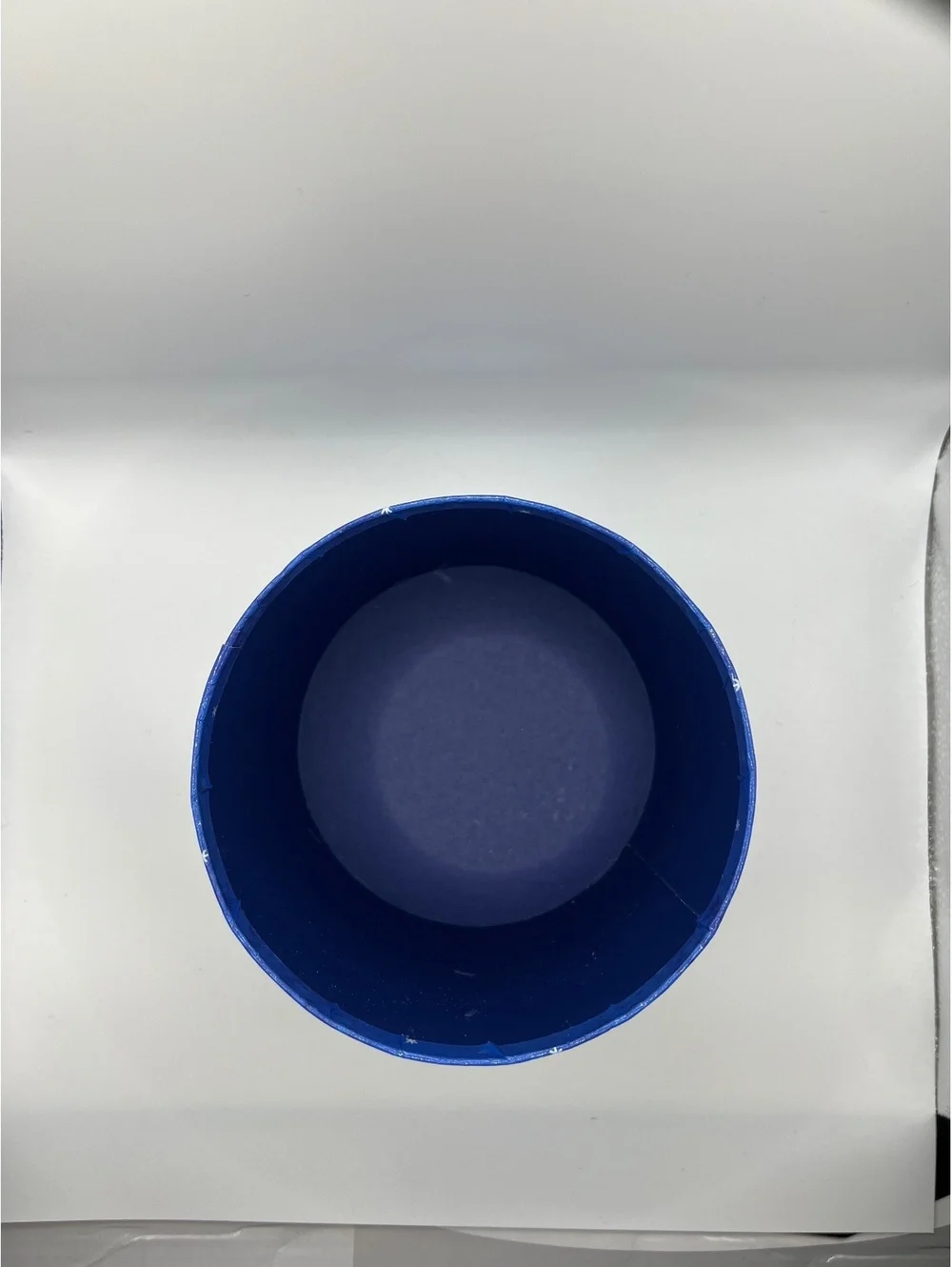 Blue Holiday Christmas cylinder round gift box with snowman and Christmas tree